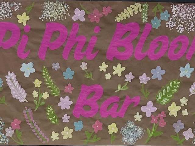 Bloom Bar, a hand-painted floral event banner